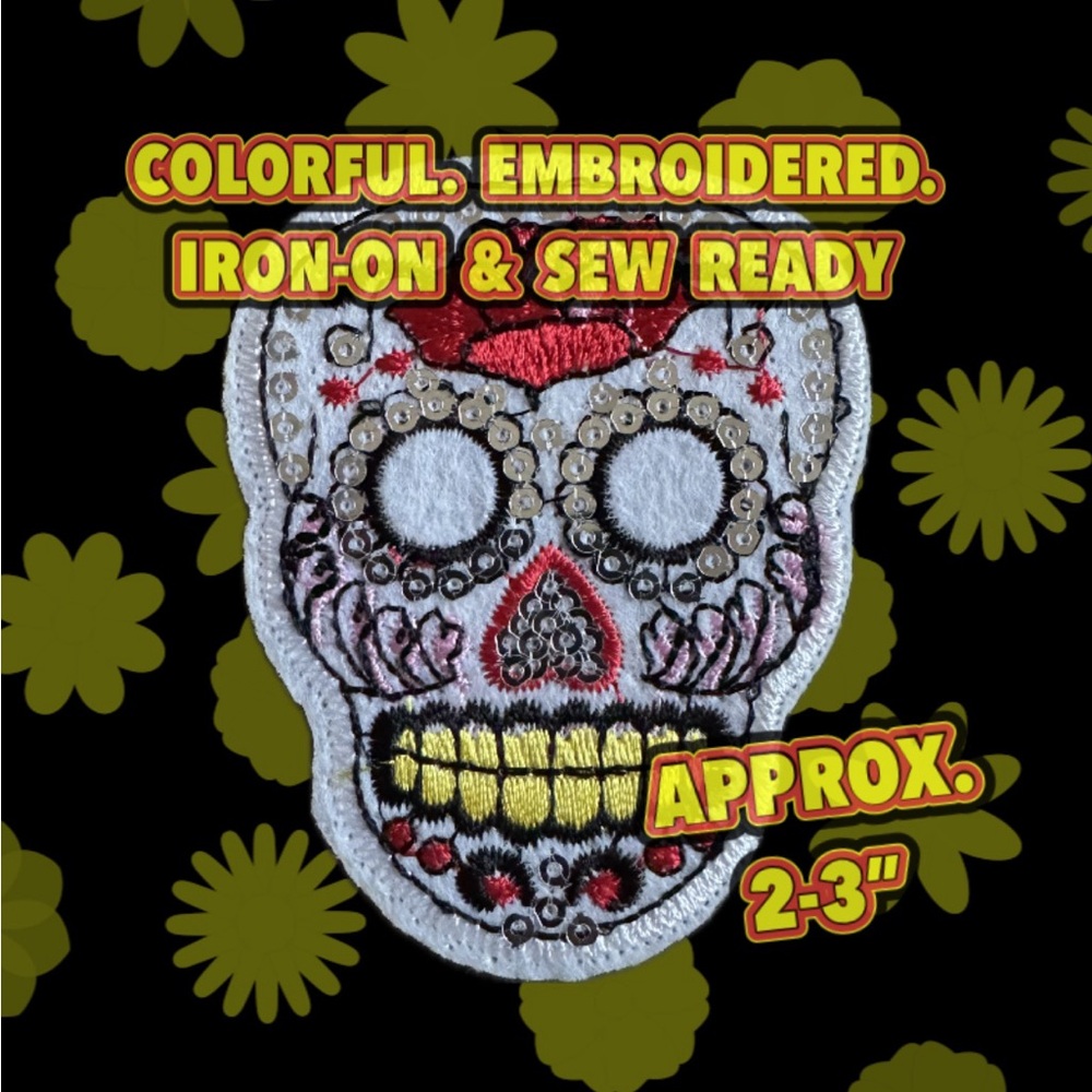 1 Colorful Skull Embroidered Patch